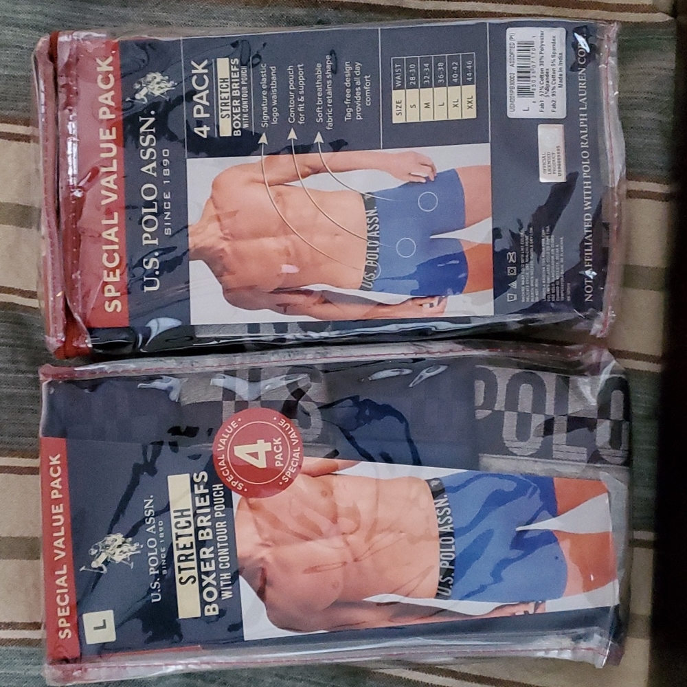 New Men's Size Large US Polo Assn. Boxer Briefs Two Packages